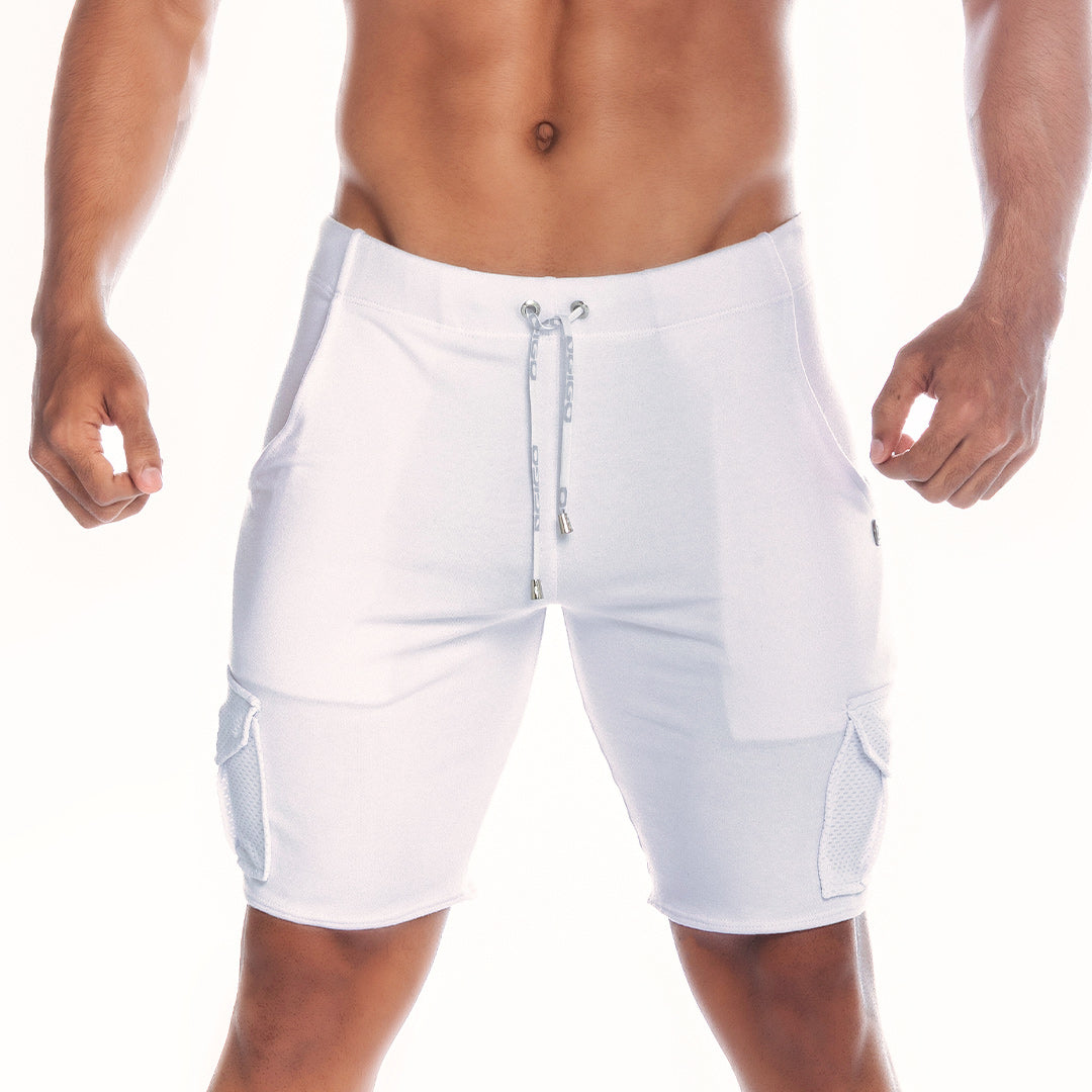 POCKET WHITE SHORT - Men's sporty white shorts. Men's shorts