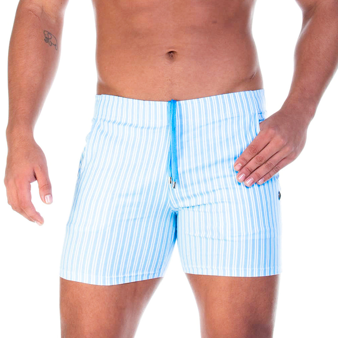 POLO BLUE BEACHWEAR - Printed men's swim shorts