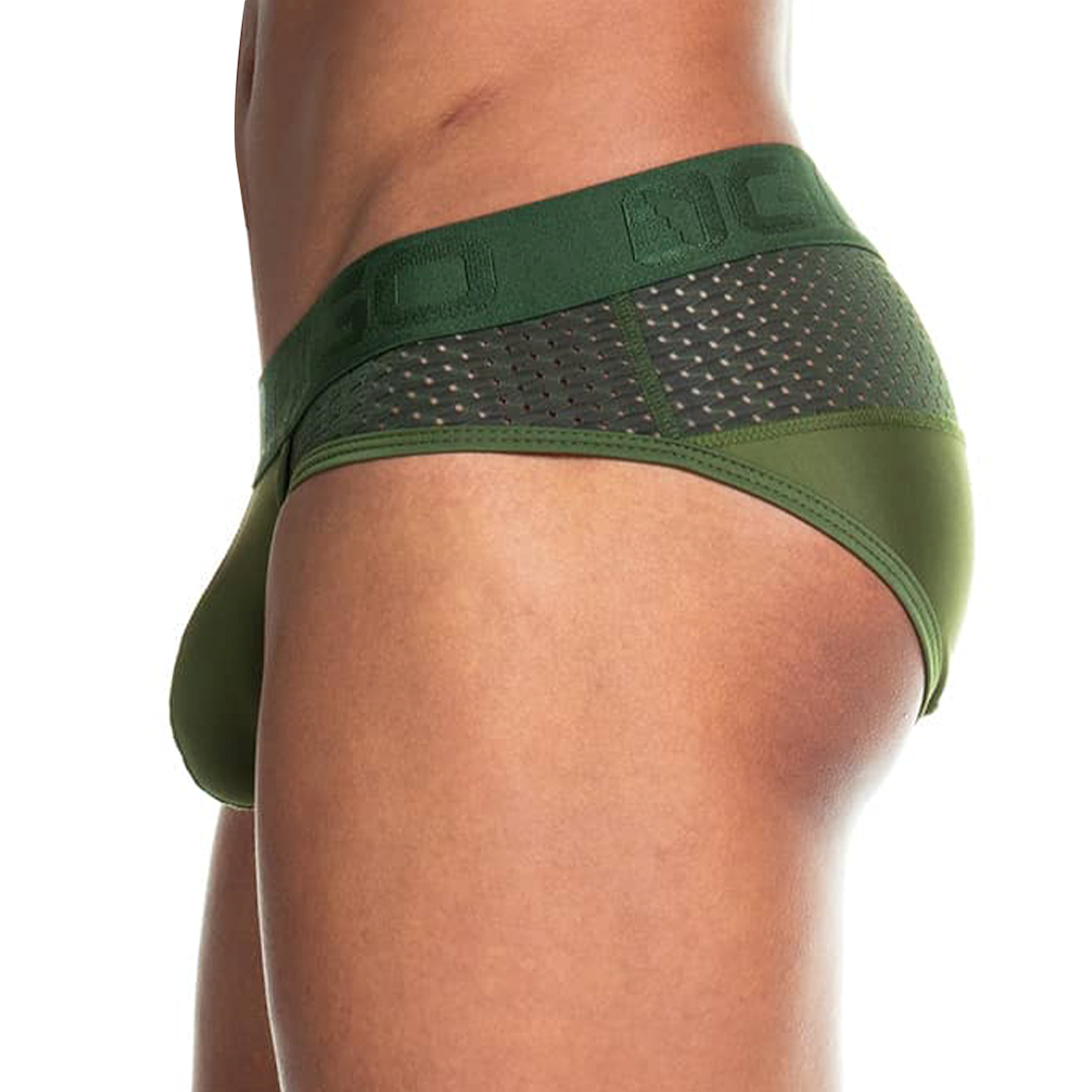 PRUDENCE GREEN BRIEF - Sexy green briefs for men with cup that allows for enhancement