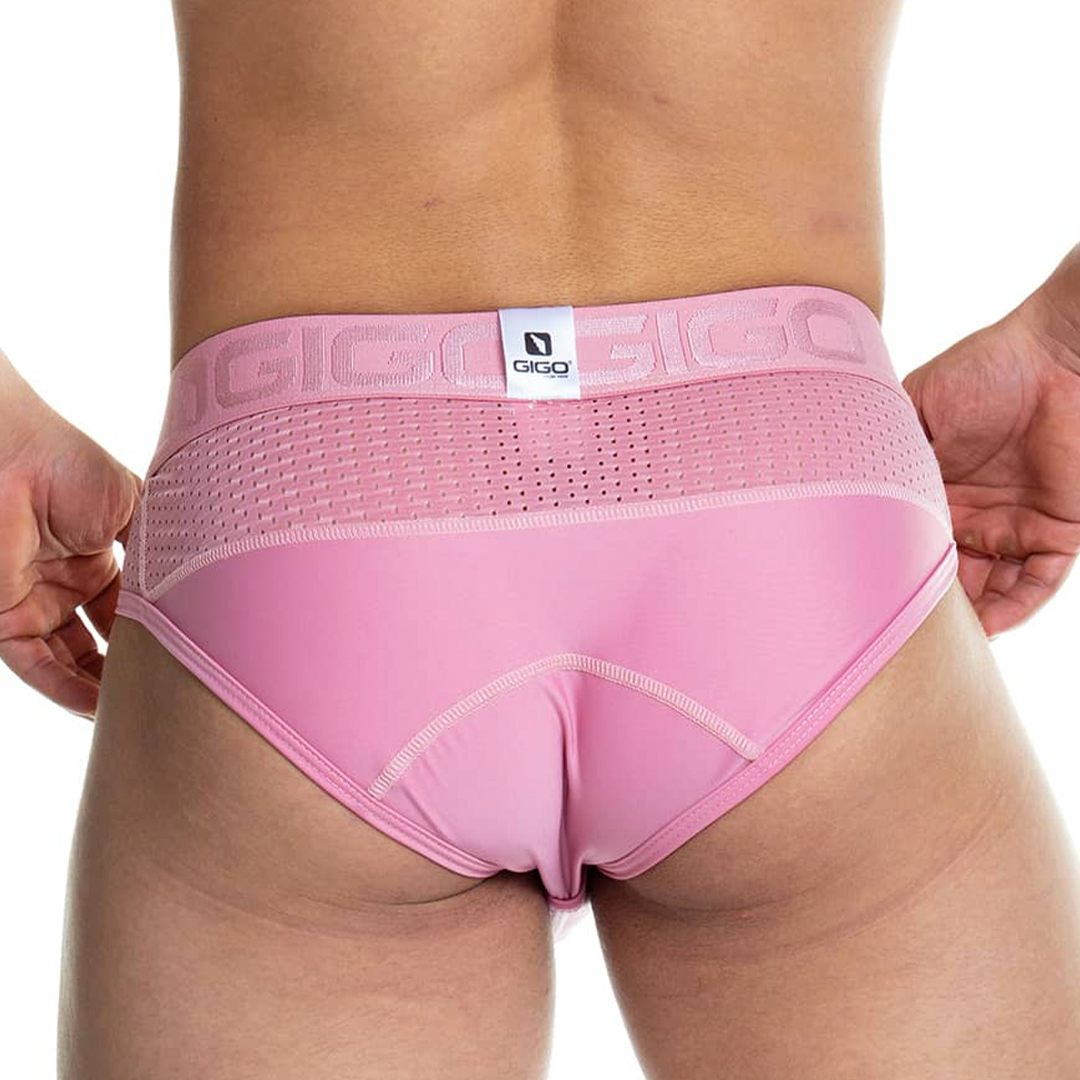 PRUDENCE NUDE BRIEF - Sexy pink briefs for men with cup that allows for enhancement