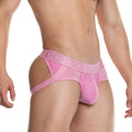 Pink niggo gigo prudence nude brief jockstrap with mesh panel and elastic waistband front view