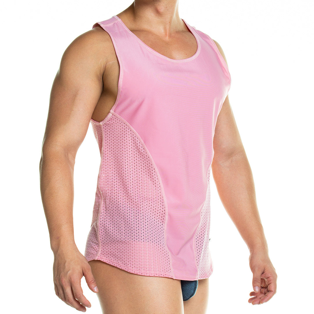 PRUDENCE NUDE TANK - Sexy men's pink t-shirt, sleeveless shirt