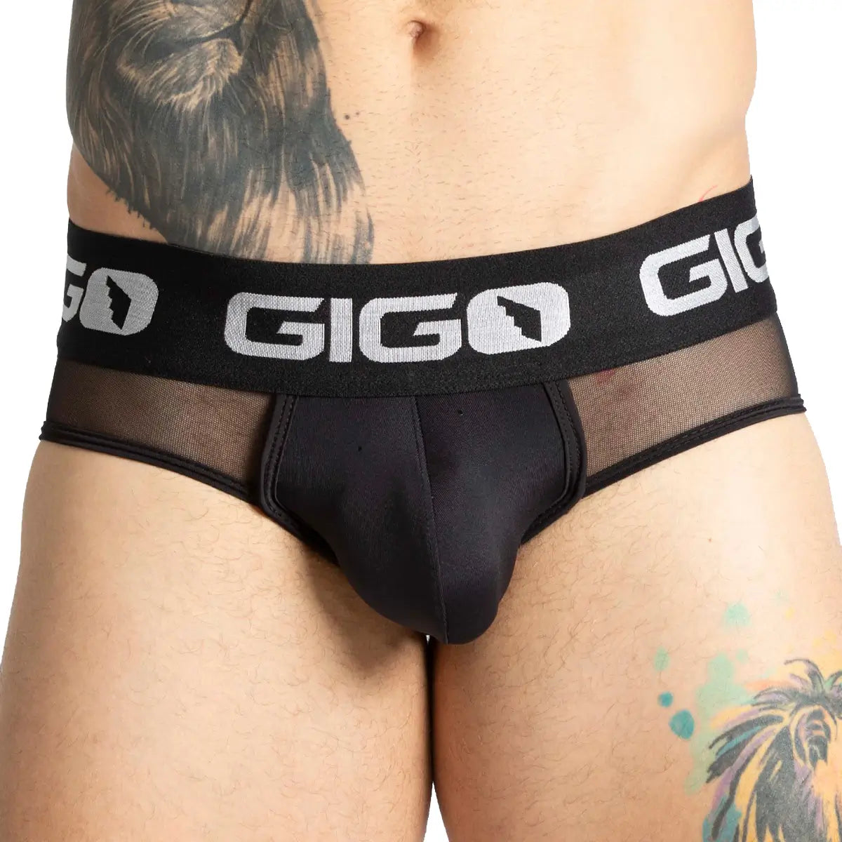 PURITY BLACK BRIEF - Men's black underwear with cup that allows for enhancement