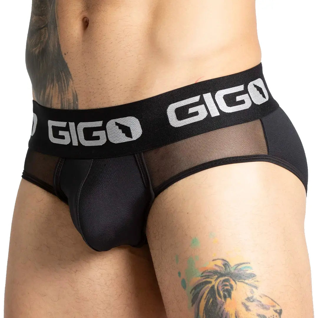 PURITY BLACK BRIEF - Men's black underwear with cup that allows for enhancement