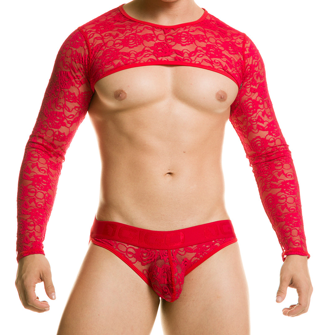 REDEMOTION RED HARNESS - Sexy red long sleeve harness for men