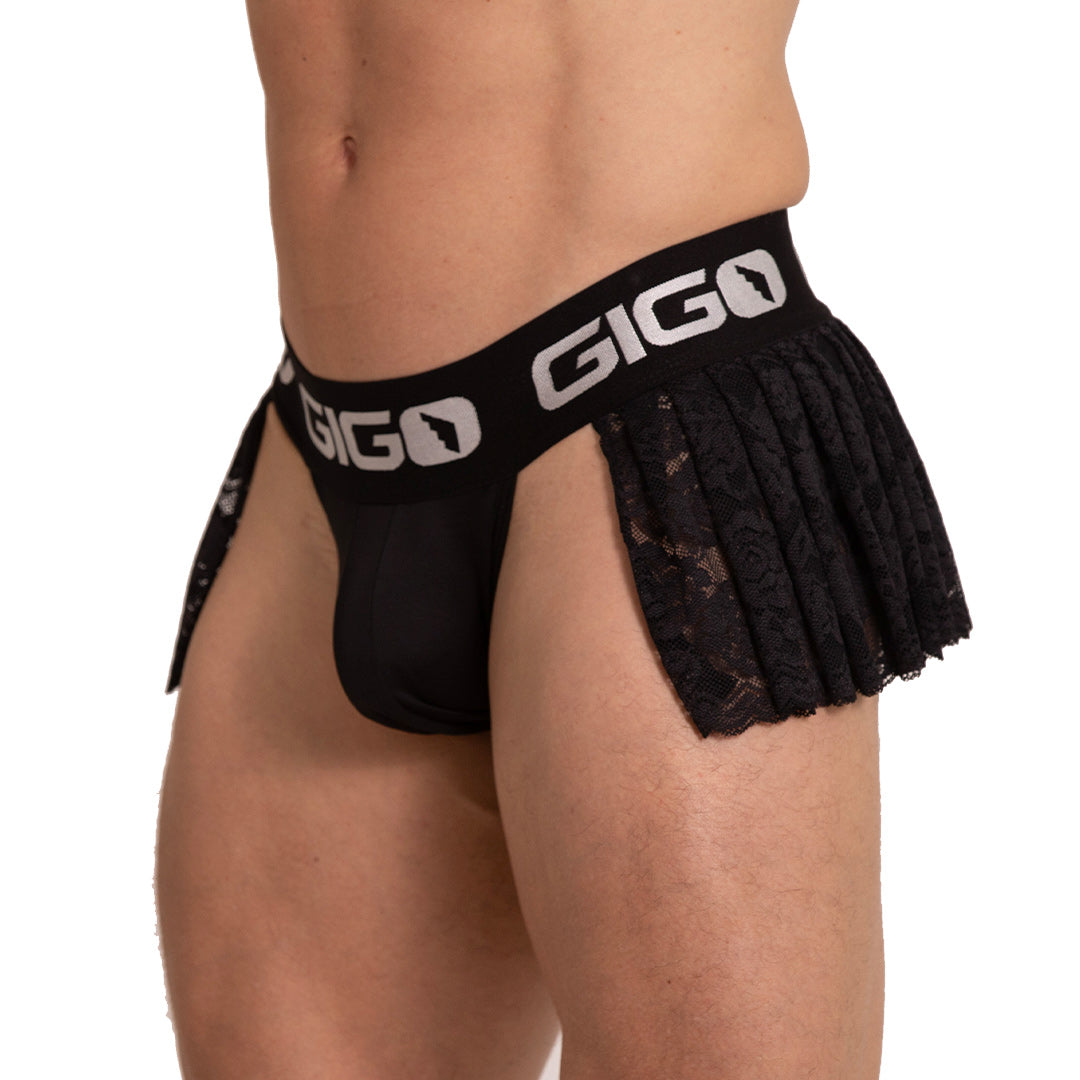 ROSALS JOCKSKIRT - Black underwear for men combined with imitation skirt, sexy men's jockstrap with cup that allows for enhancement