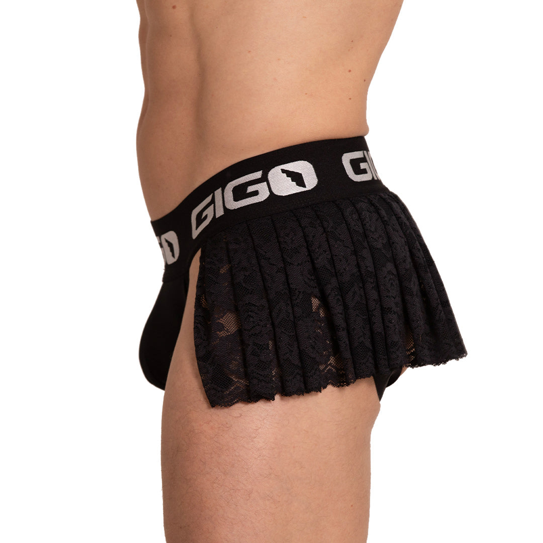 ROSALS JOCKSKIRT - Black underwear for men combined with imitation skirt, sexy men's jockstrap with cup that allows for enhancement
