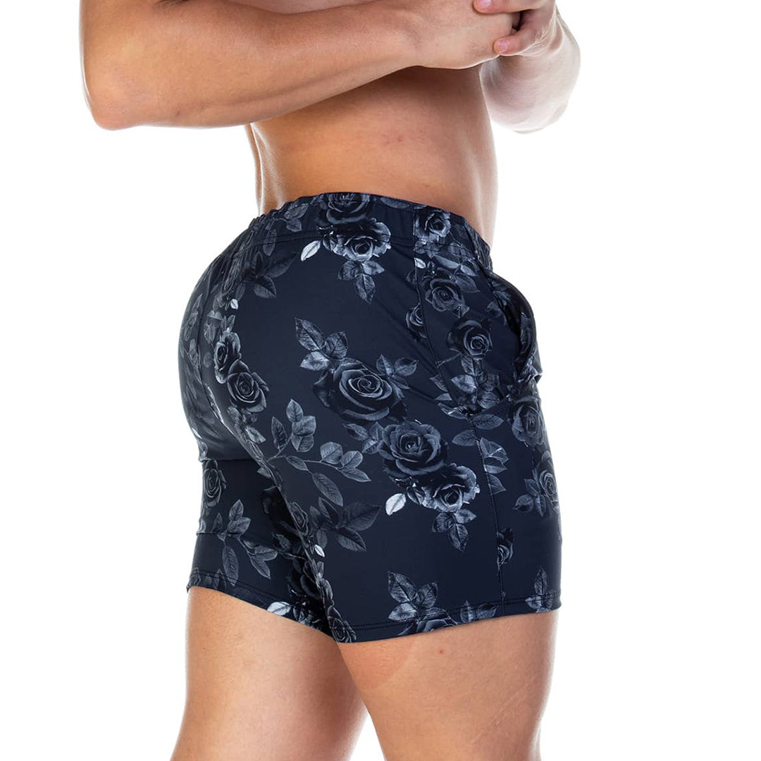ROSE BLACK BEACHWEAR - Printed men's swim shorts