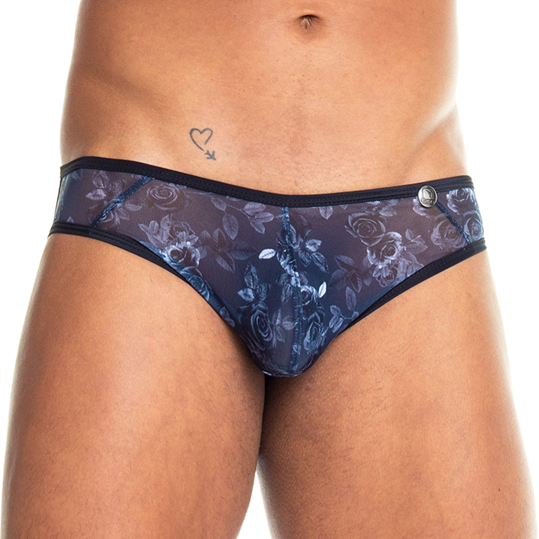 ROSE BLACK BRIEF - Sexy Brief in printed mesh for men 