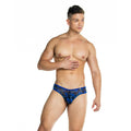 Blue lace briefs gigo rose blue brief with dark blue floral pattern and solid blue waistband for everyday wear
