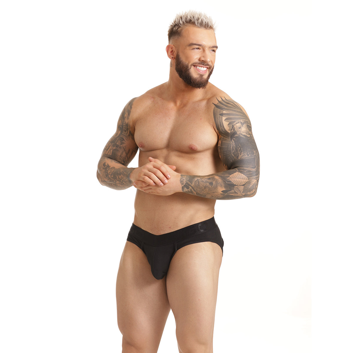 SCANALING BLACK BRIEF JOCKSTRAP - Men's black underwear, sexy jockstrap for men