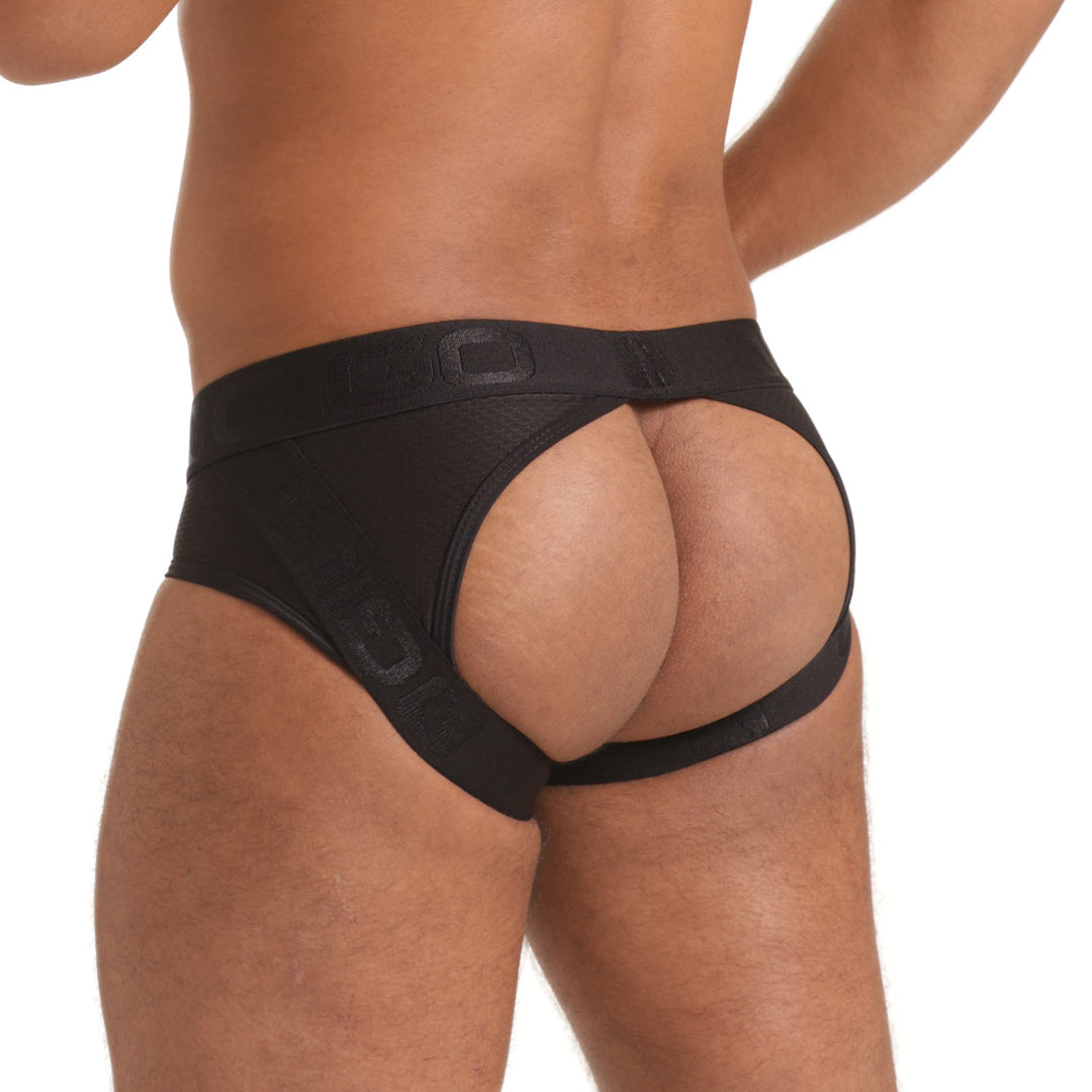 SCANALING BLACK BRIEF JOCKSTRAP - Men's black underwear, sexy jockstrap for men