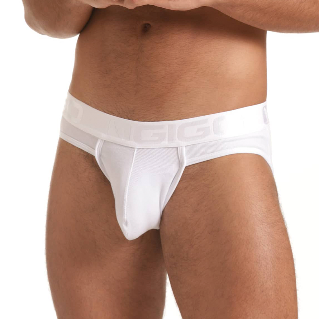 SCANALING WHITE BRIEF JOCKSTRAP - Men's white underwear, sexy jockstrap for men