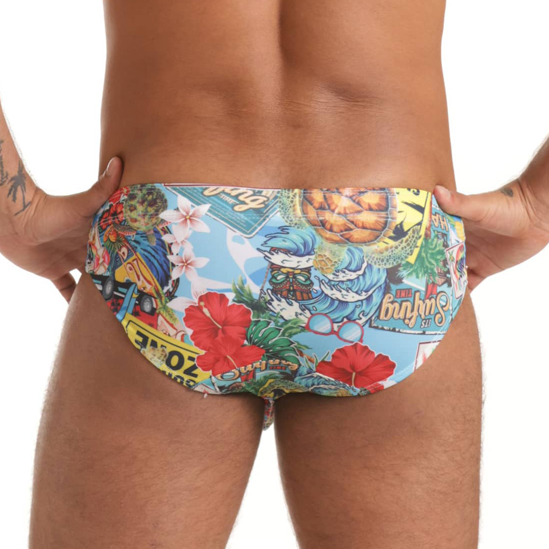 SEVENTIES SWIM BRIEF - Men's printed swimsuit thong