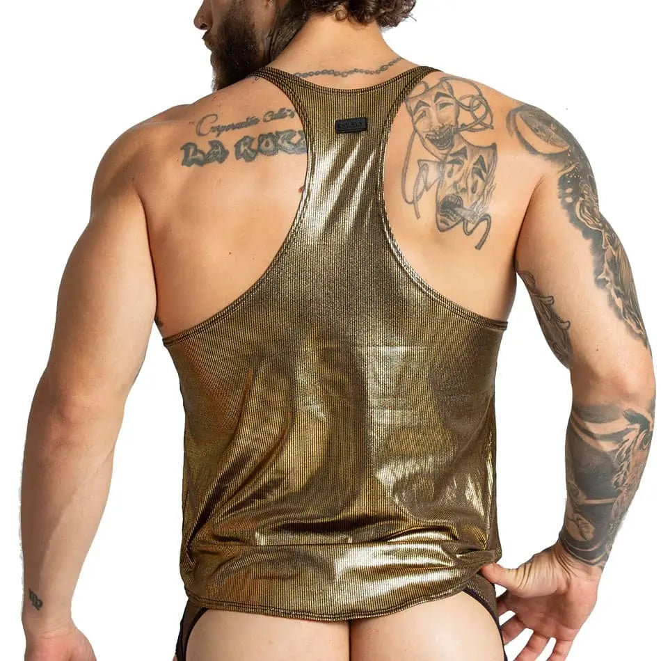 SHINESE TANK - Sexy golden t-shirt for men, sleeveless shirt