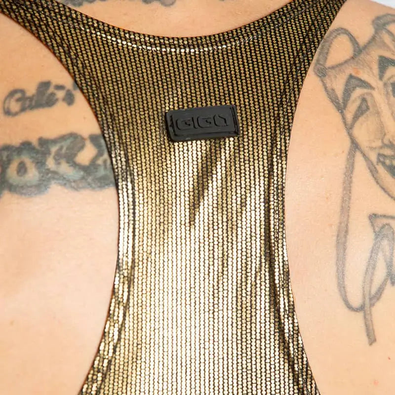SHINESE TANK - Sexy golden t-shirt for men, sleeveless shirt