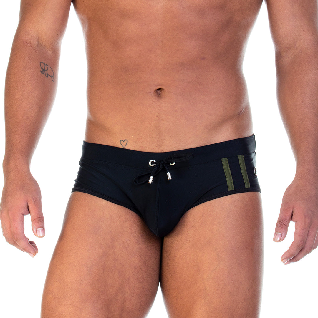 SOCCER BLACK SWIM BRIEF - Black swimsuit for men