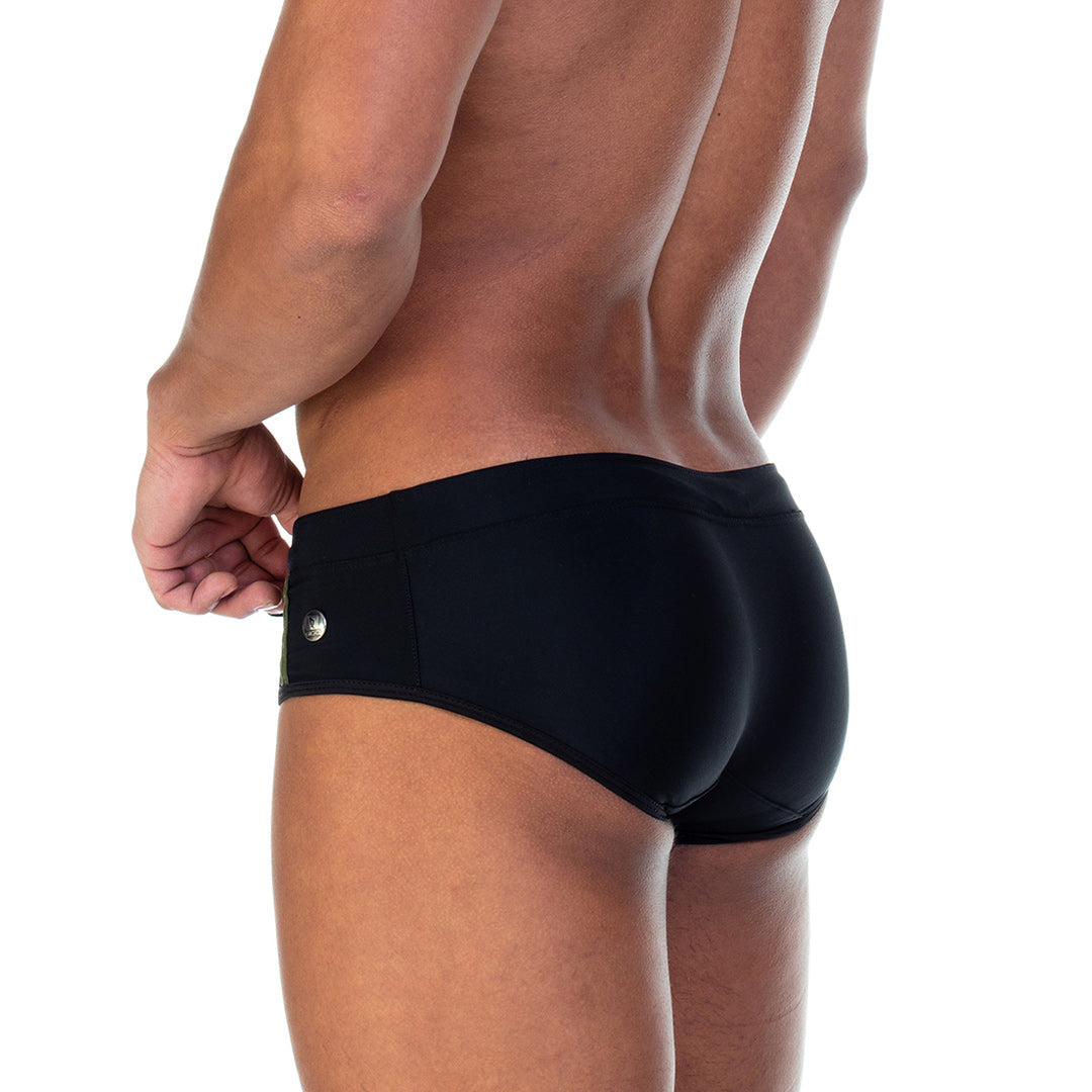 SOCCER BLACK SWIM BRIEF - Black swimsuit for men