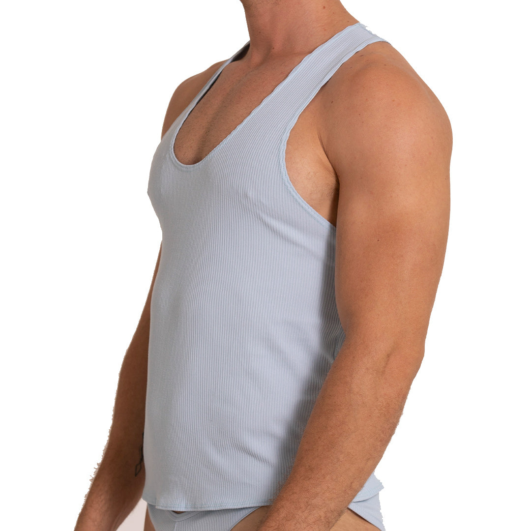 SOFT BLUE TANK - Sexy men's blue t-shirt, sleeveless shirt