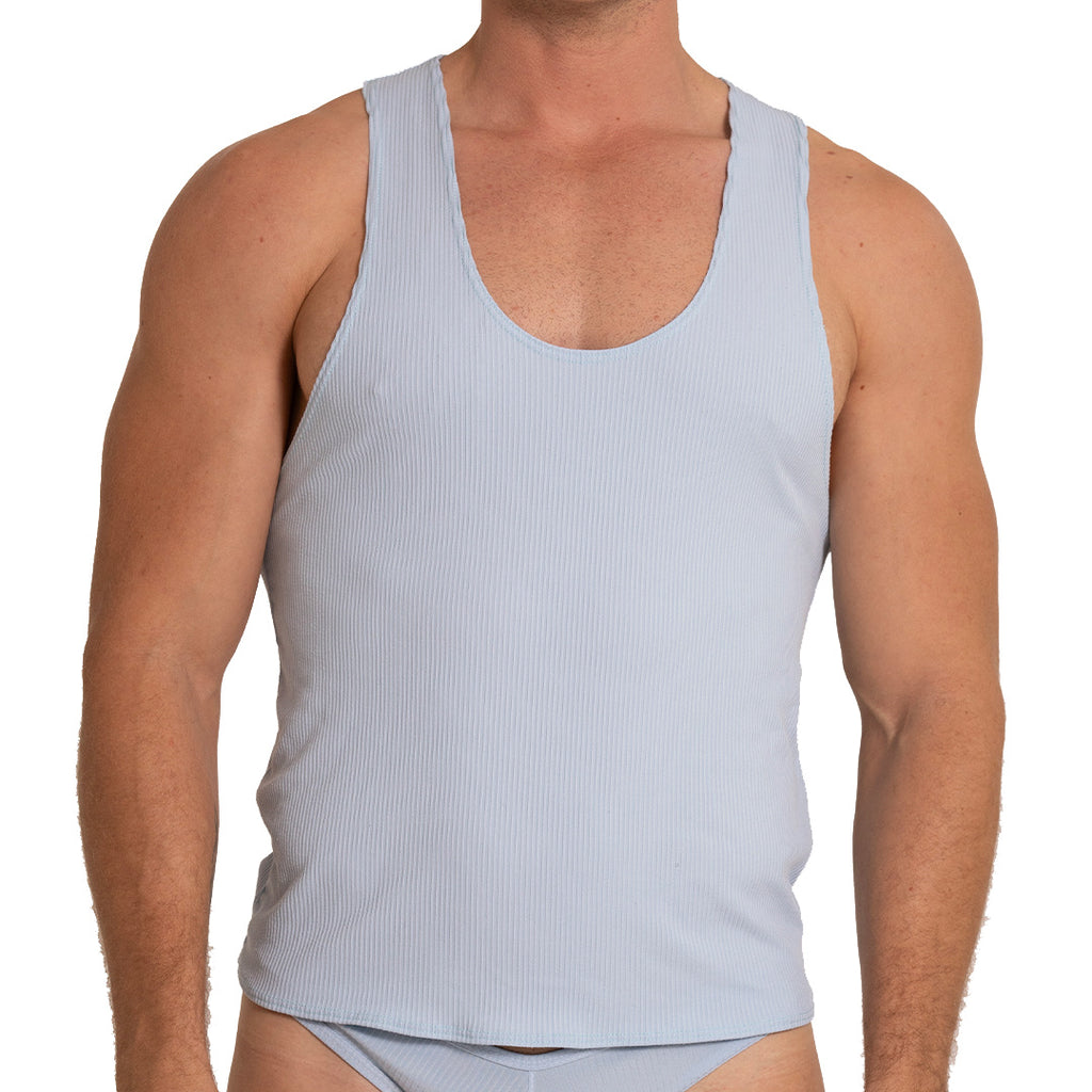 SOFT BLUE TANK - Sexy men's blue t-shirt, sleeveless shirt