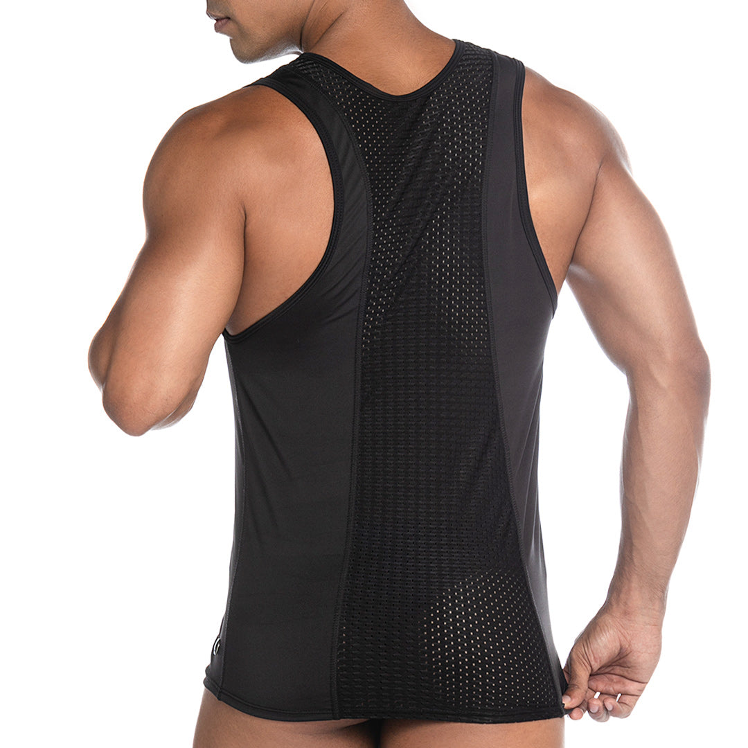 STRECH BLACK TANK - Sexy men's black t-shirt, sleeveless shirt