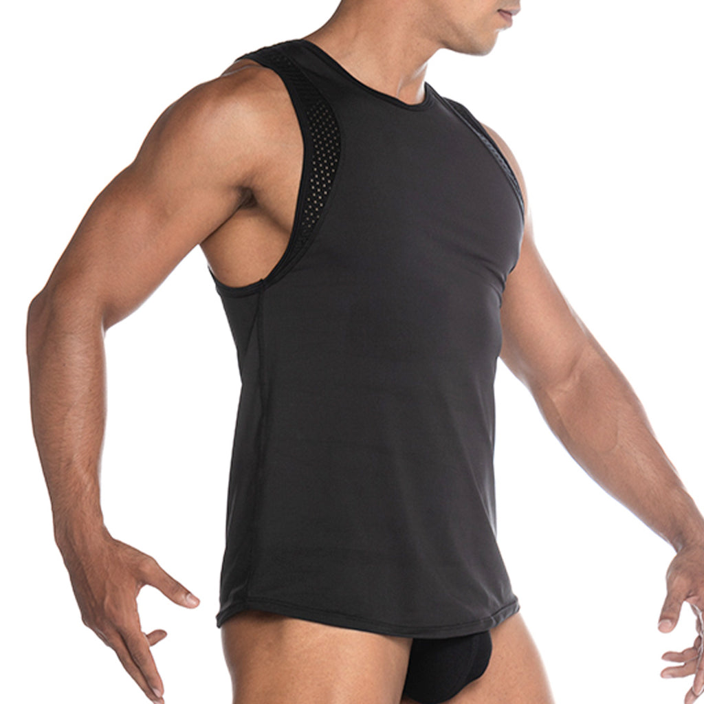 STRECH BLACK TANK - Sexy men's black t-shirt, sleeveless shirt