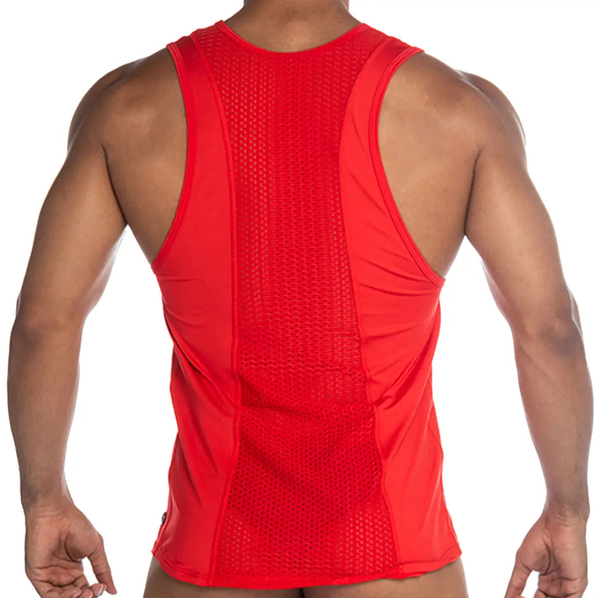 STRECH RED TANK - Sexy men's red t-shirt, sleeveless shirt