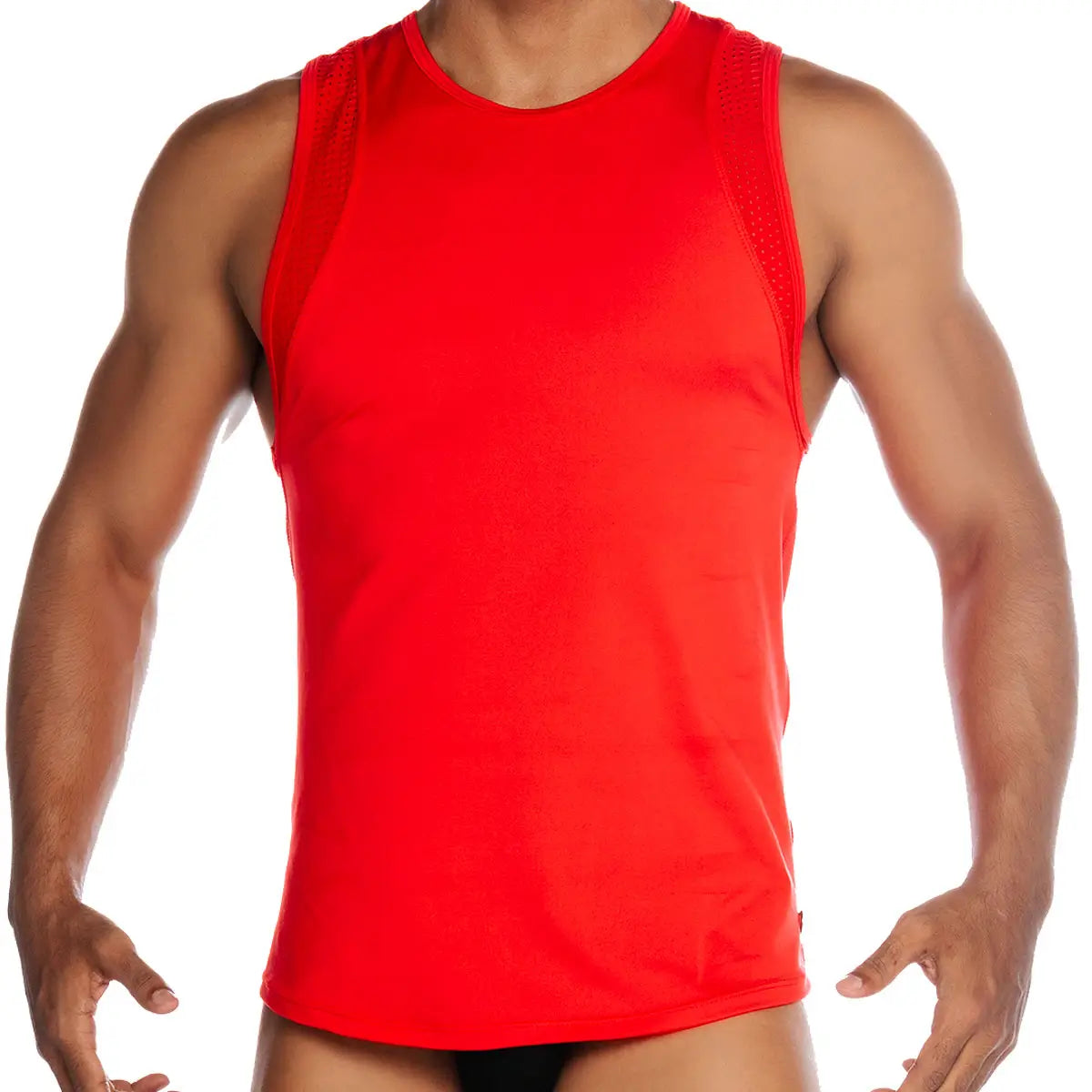 STRECH RED TANK - Sexy men's red t-shirt, sleeveless shirt