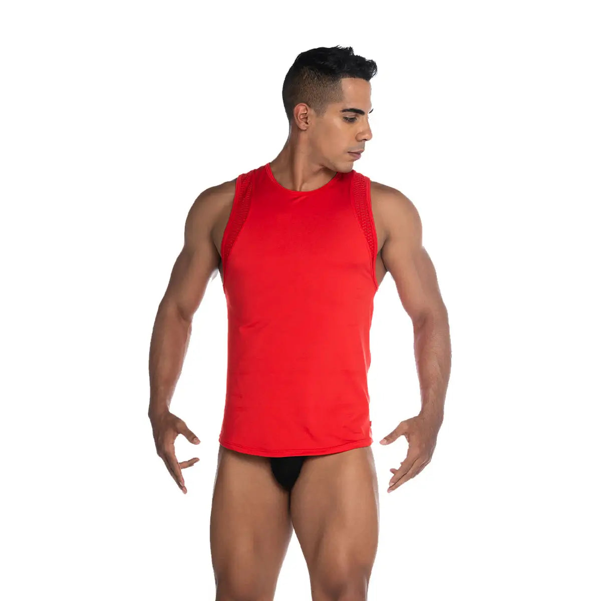 STRECH RED TANK - Sexy men's red t-shirt, sleeveless shirt