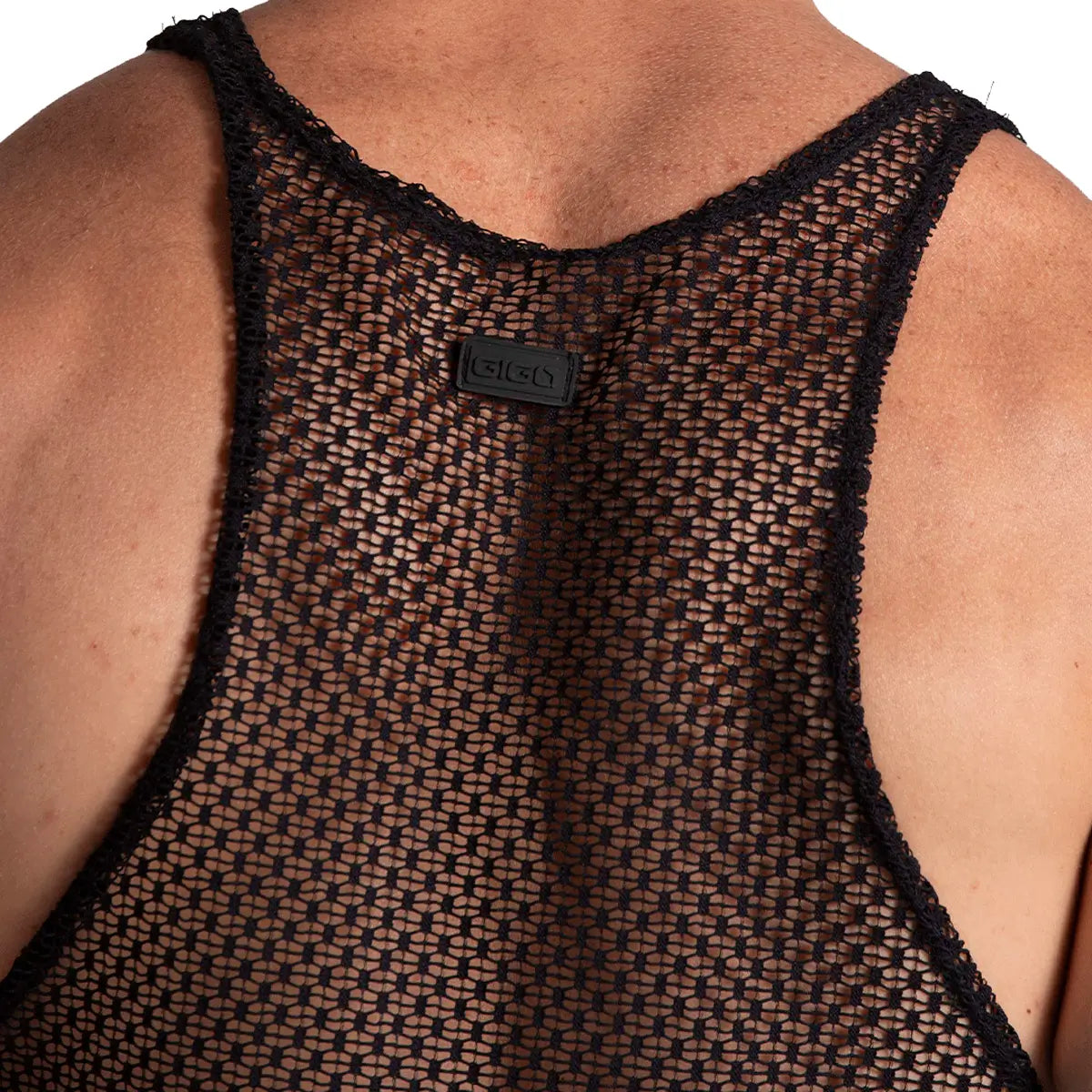 STRIKING TANK - Sexy black mesh t-shirt for men, sleeveless shirt