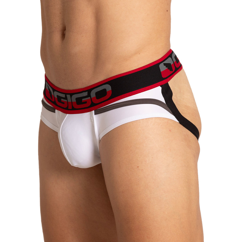 STYLE WHITE BRIEF JOCK - Men's white underwear, sexy jockstrap for men