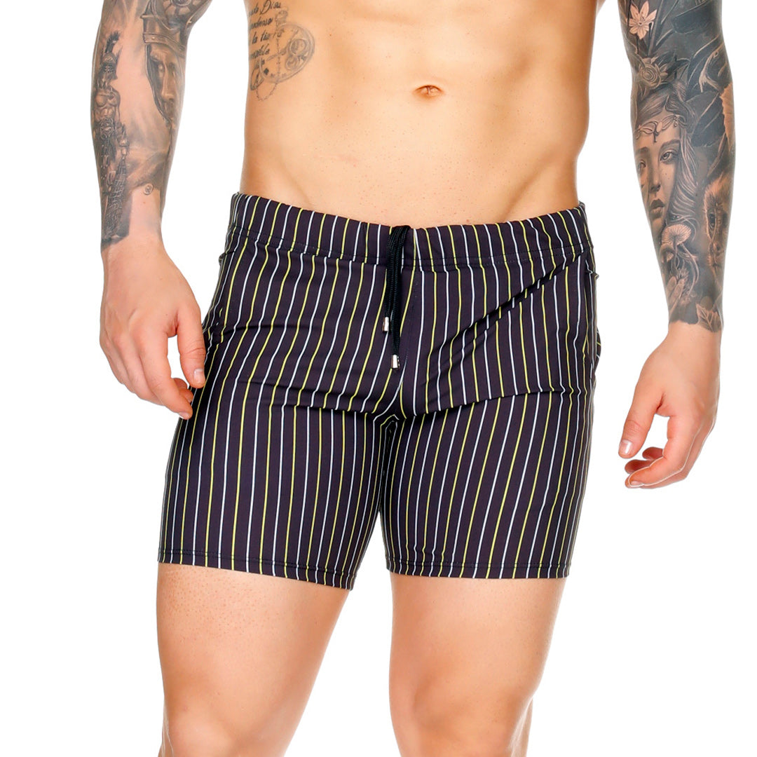 SULTAN BLACK BEACHWEAR - Printed men's swim shorts