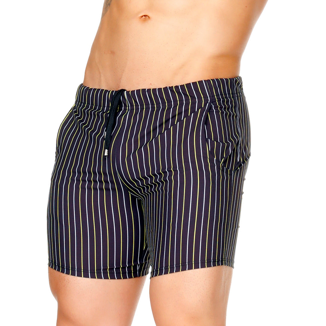 SULTAN BLACK BEACHWEAR - Printed men's swim shorts