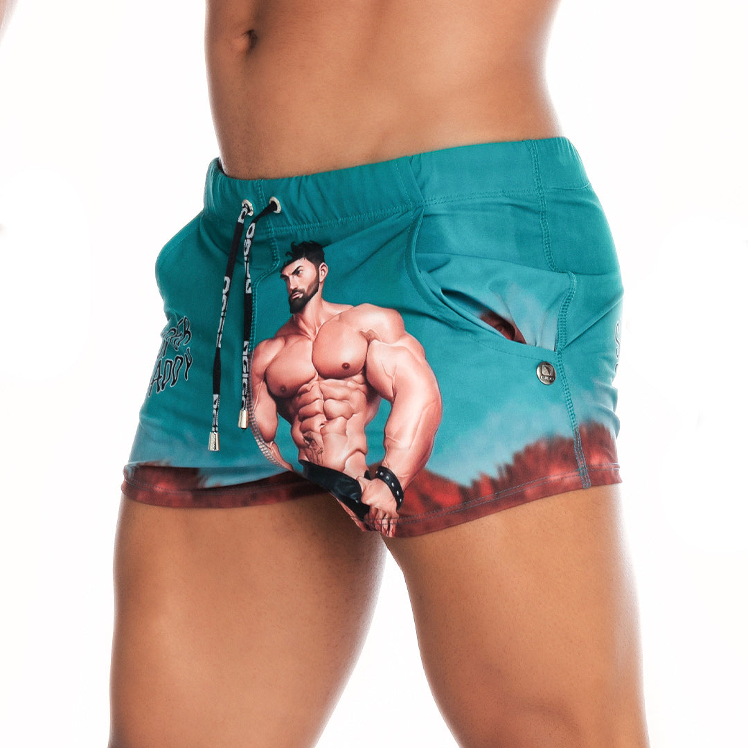 SUPER DADDY BLUE BEACHWEAR - Printed men's swim shorts