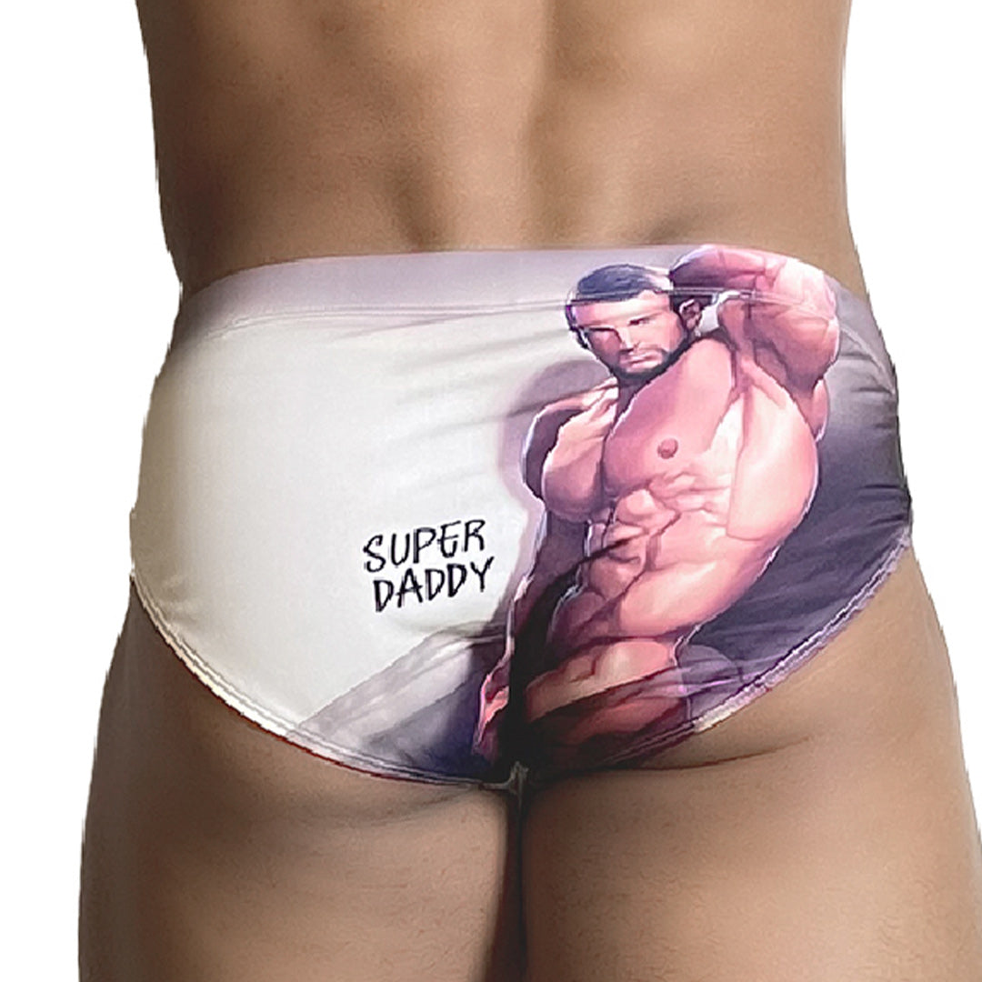 SUPER DADDY BROWN SWIM BRIEF - Men's printed swimsuit thong