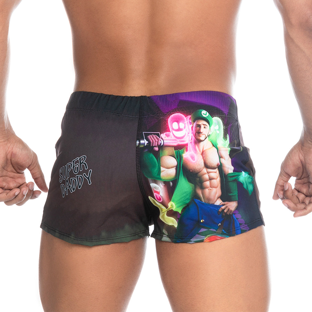 SUPER DADDY PURPLE BEACHWEAR - Printed men's swim shorts