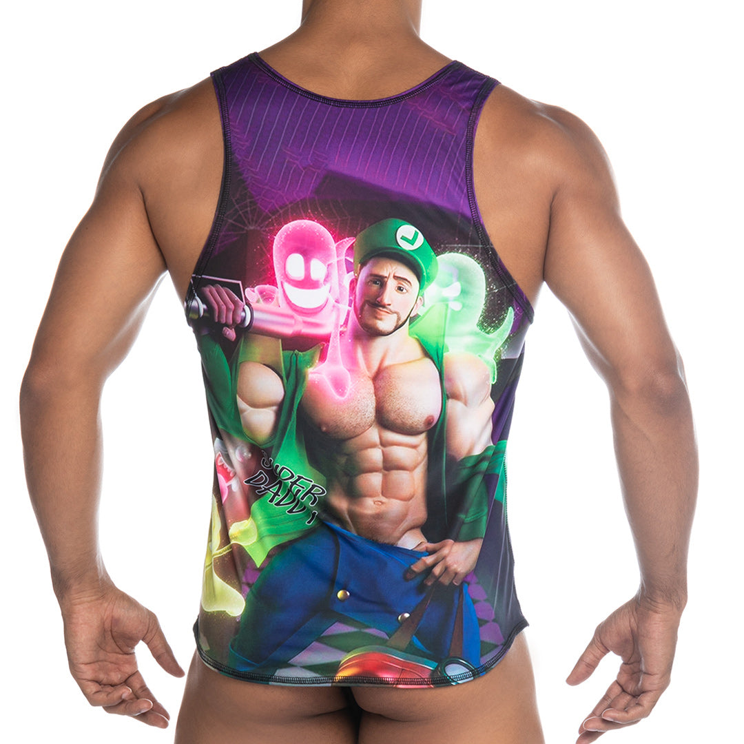 SUPER DADDY PURPLE TANK - Sexy printed t-shirt for men, sleeveless t-shirt