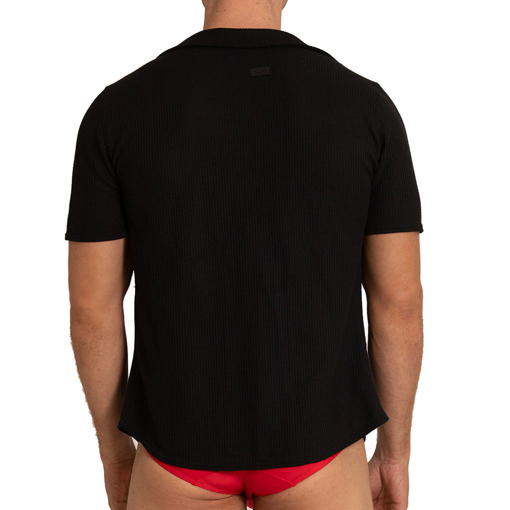TISSUE BLACK SHIRT - Men's black Shirt, Guayabera Shirt, Beach Shirt, Beach Shirt