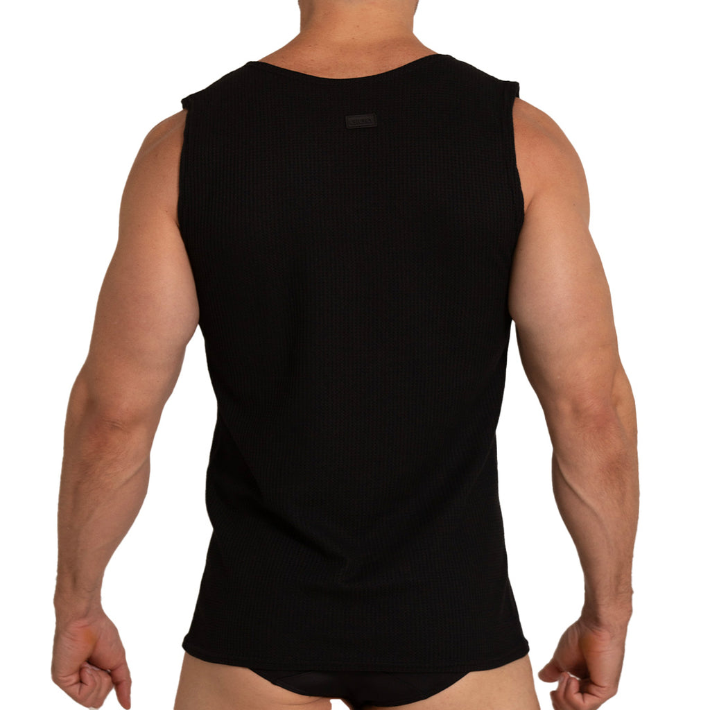 TISSUE BLACK TANK - Sexy men's black t-shirt, sleeveless shirt