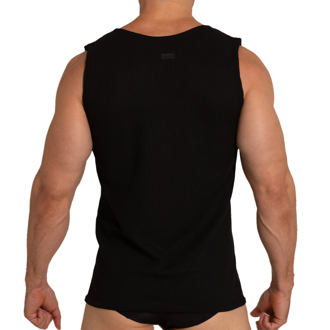 TISSUE BLACK TANK - Sexy men's black t-shirt, sleeveless shirt