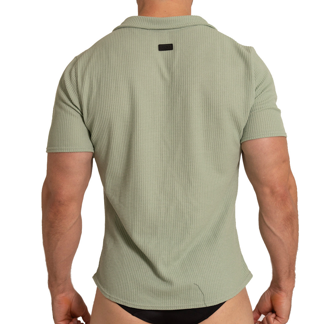 TISSUE GREEN SHIRT - Men's green Shirt, Guayabera Shirt, Beach Shirt, Beach Shirt