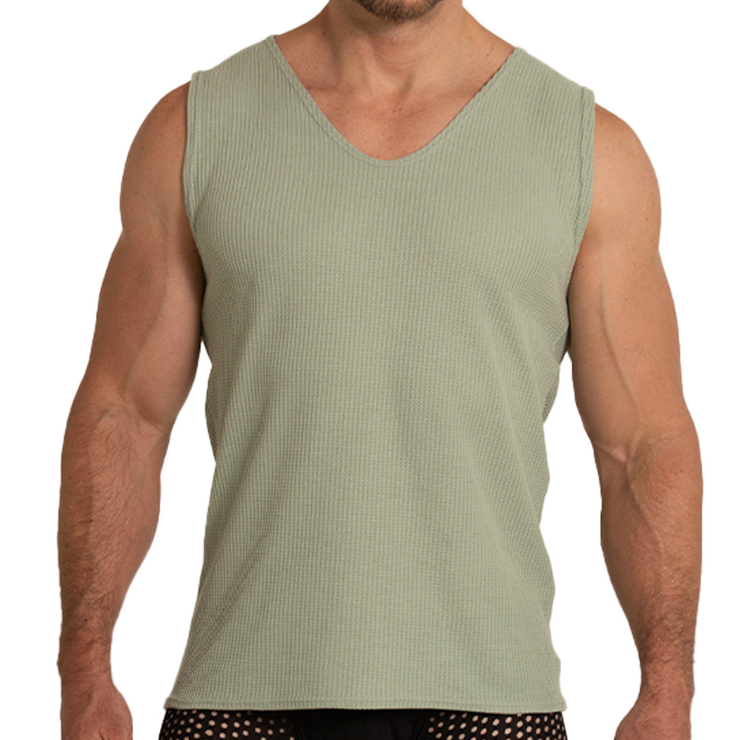 TISSUE GREEN TANK - Sexy men's green t-shirt, sleeveless shirt