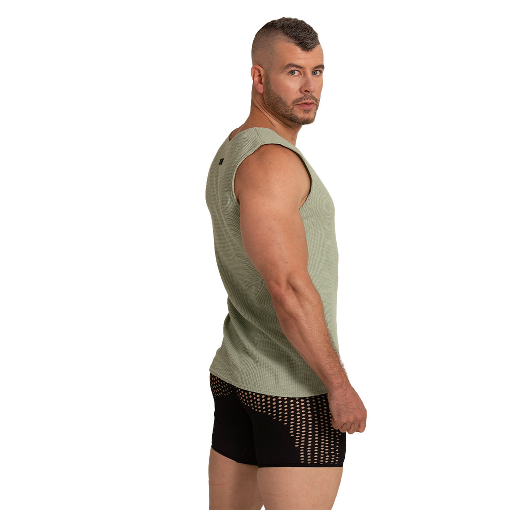 TISSUE GREEN TANK - Sexy men's green t-shirt, sleeveless shirt
