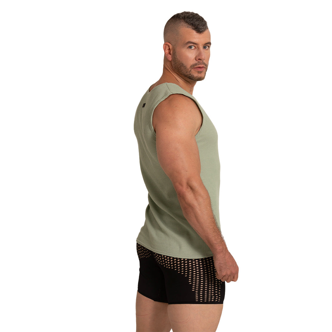 TISSUE GREEN TANK - Sexy men's green t-shirt, sleeveless shirt