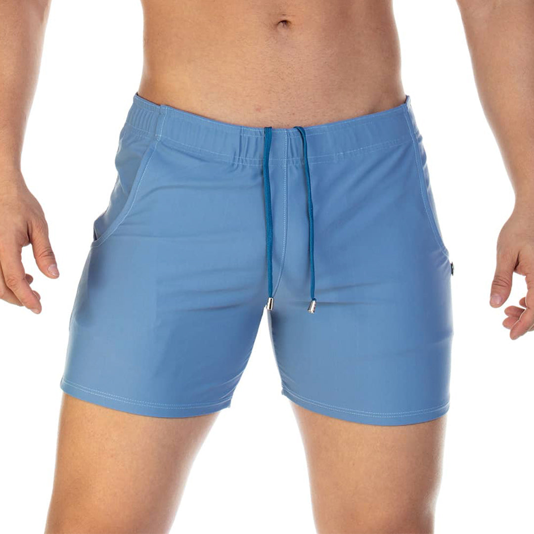 TRADITIONAL BLUE BEACHWEAR - Men's blue swim trunks, beach trunks