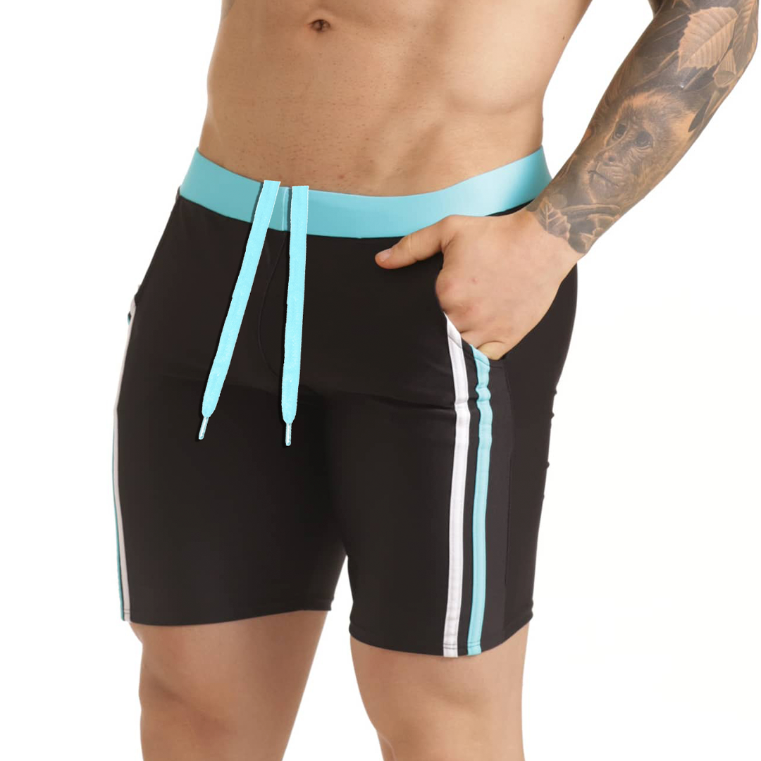 VERSATIL BLUE BEACHWEAR - Men's black swim trunks, beach trunks