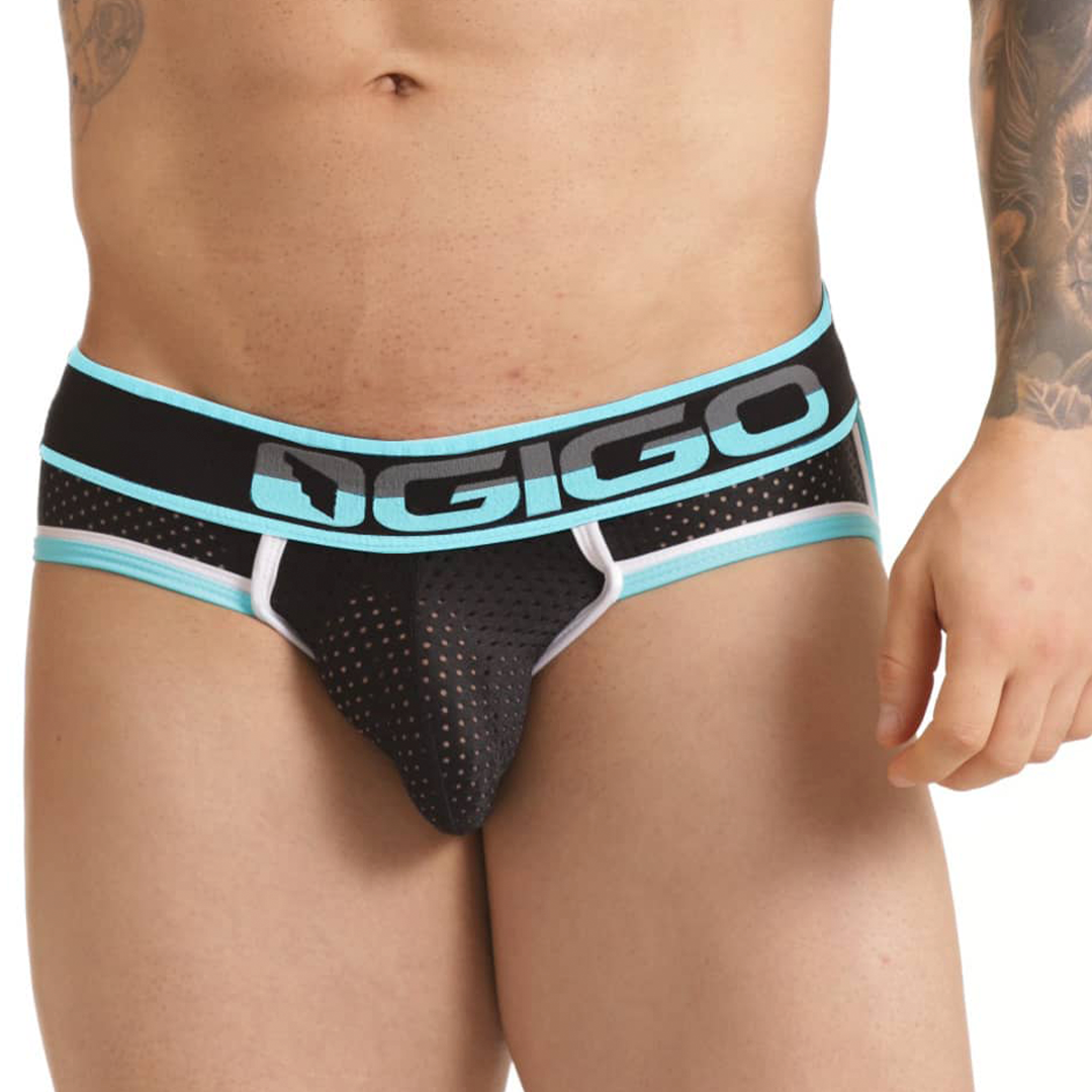 VERSATIL BLUE BRIEF JOCKSTRAP - Men's black underwear, sexy jockstrap for men