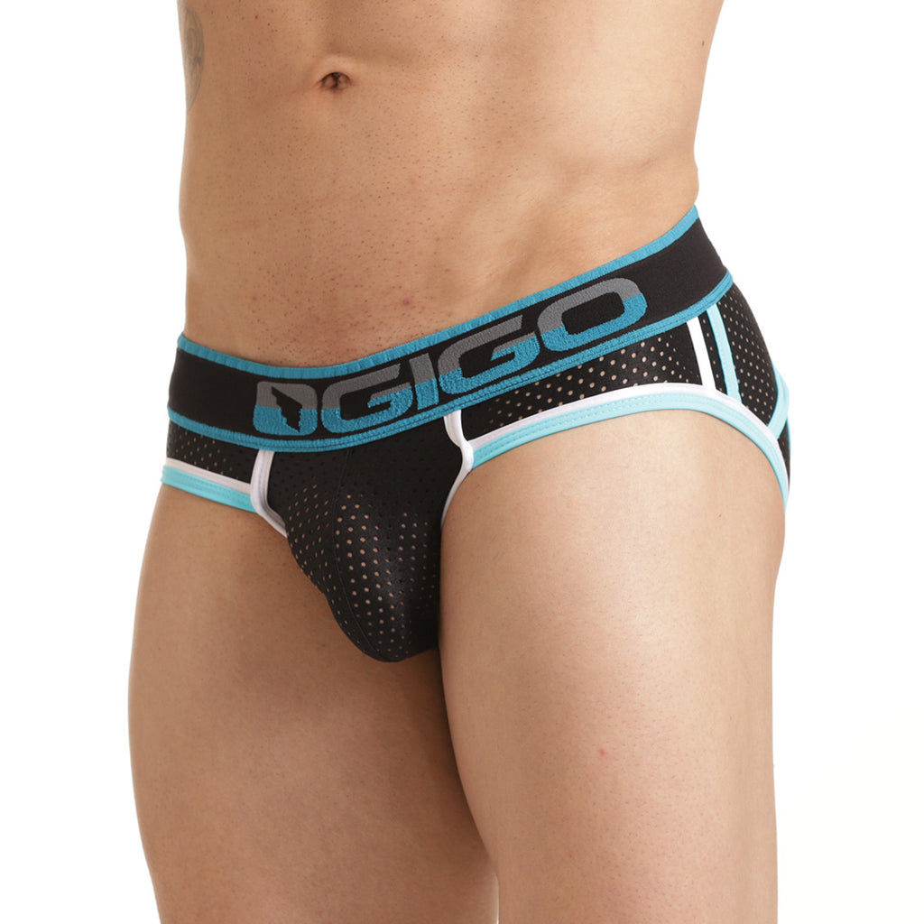 VERSATIL BLUE BRIEF JOCKSTRAP - Men's black underwear, sexy jockstrap for men