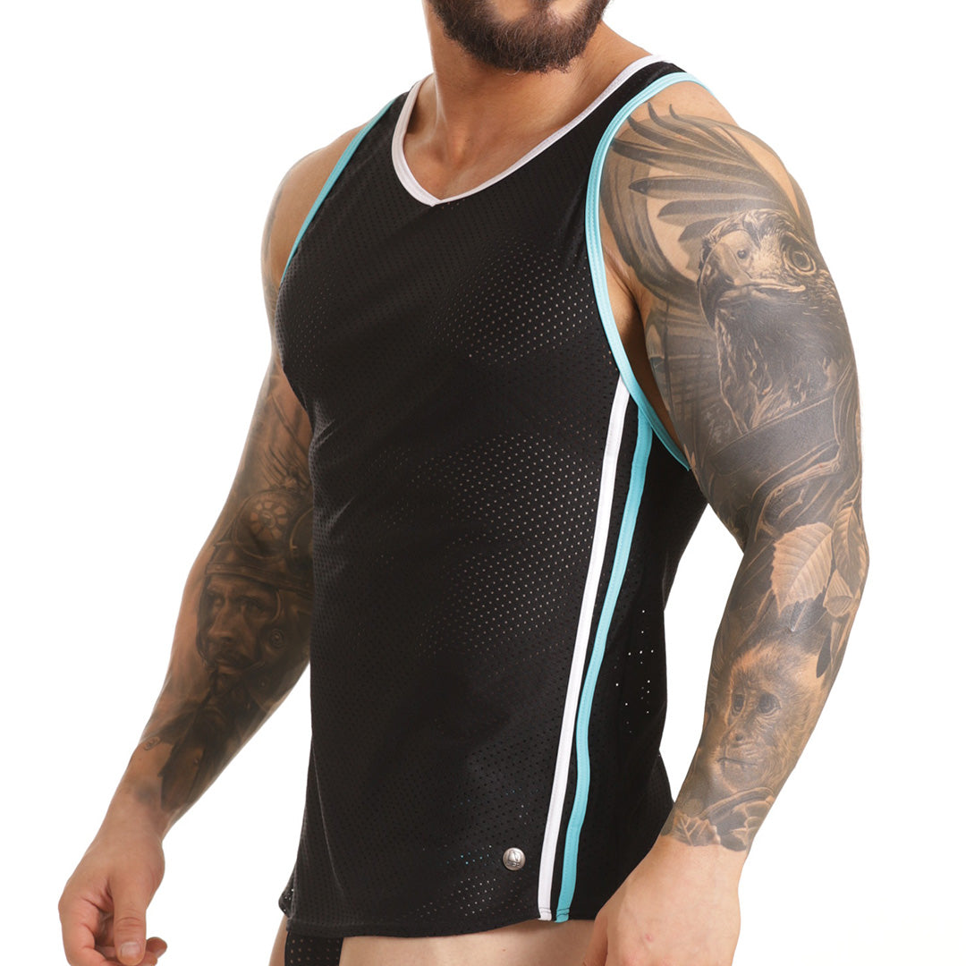 VERSATIL BLUE TANK - Sexy men's black t-shirt, sleeveless shirt