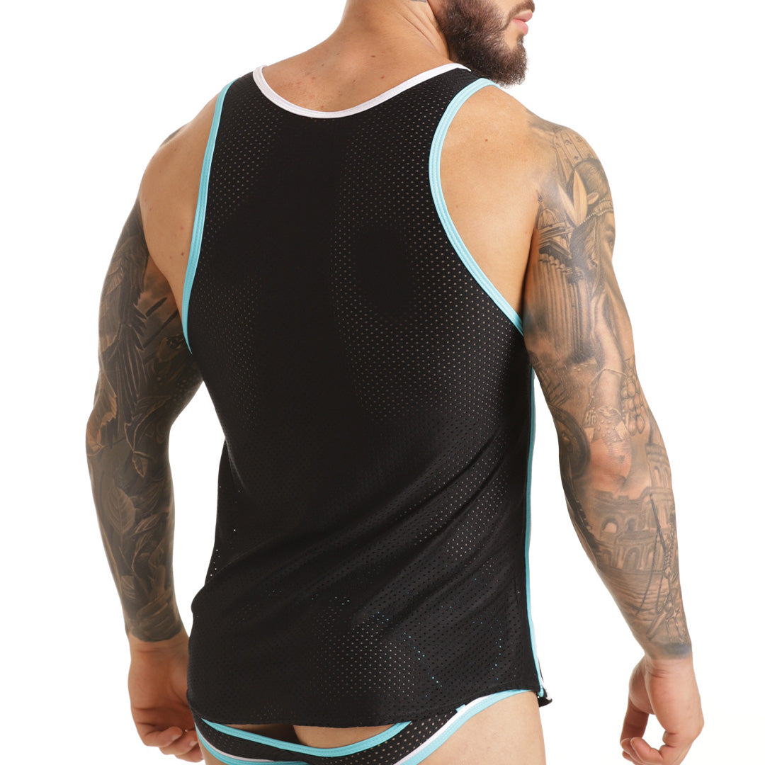 VERSATIL BLUE TANK - Sexy men's black t-shirt, sleeveless shirt